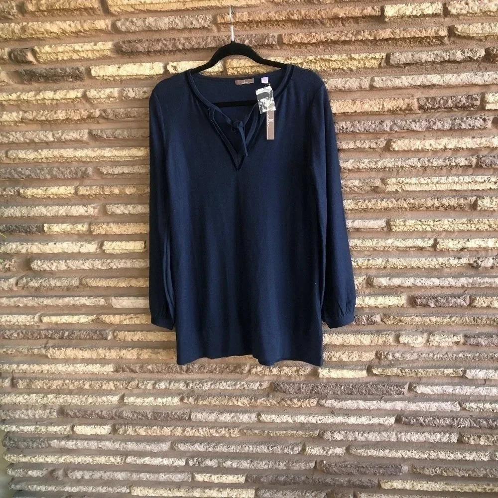 Cullen NWT Navy Blue Cotton Cashmere Blend Tunic Sweater Medium